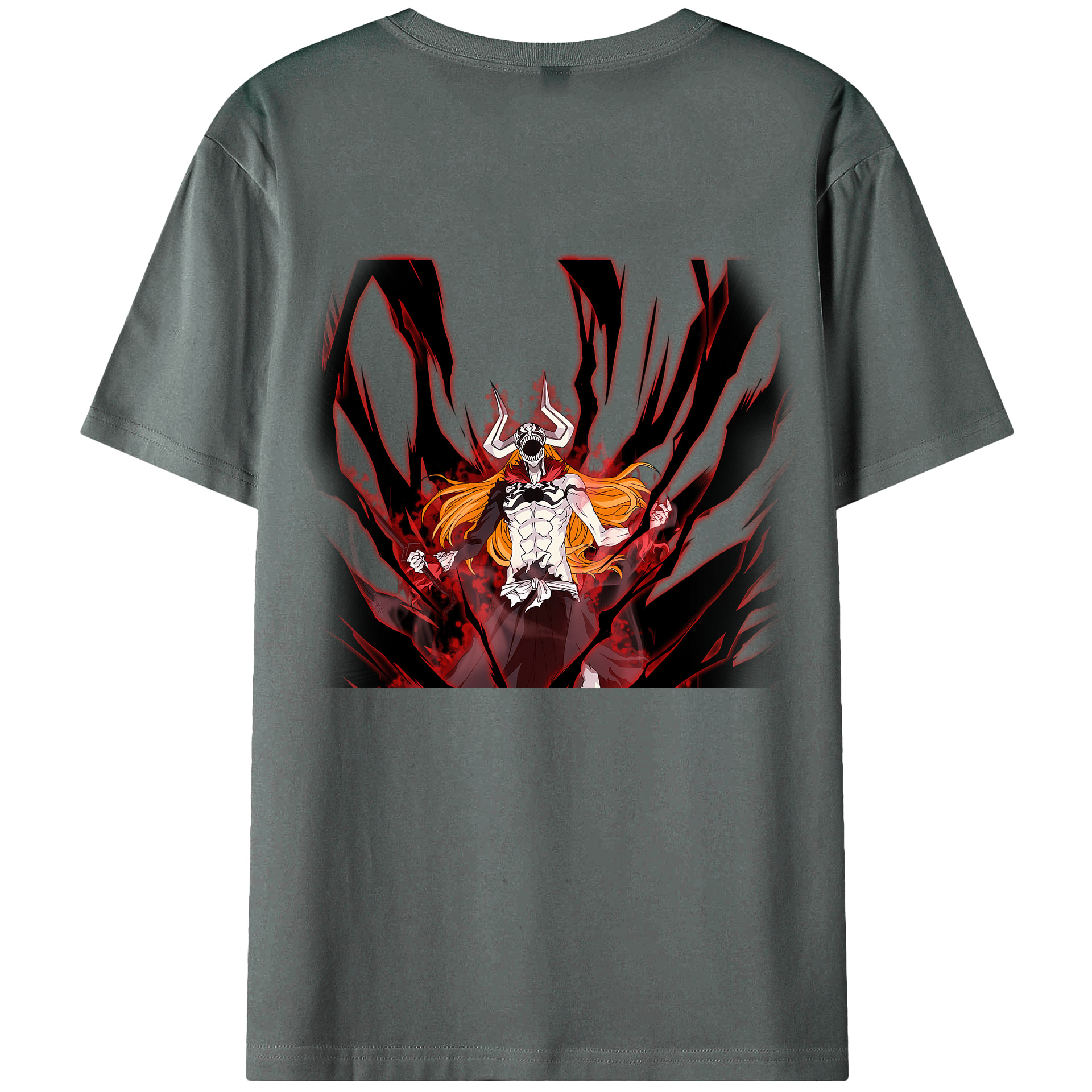 （画像用） ブリーチ 黒崎一護（くろさき いちご）BLEACH Kurosaki Ichigo 綿100％ メンズ半袖Tシャツ（バックプリント） 通気性